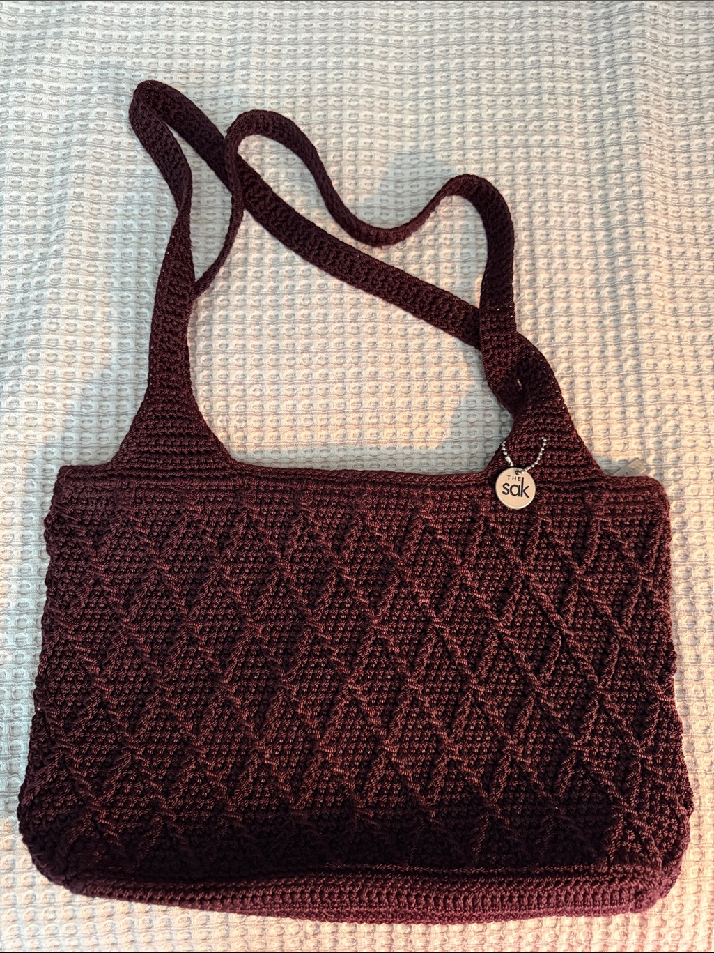 The Sak Crochet Diamond-Quilted Shoulder Bag In Burgundy
